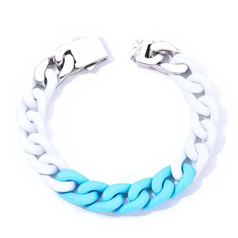 2024 Fashionable Color Paint Matching Cuban Bracelet for Men and Women Non-fading Titanium Steel Hip-hop Jewelry