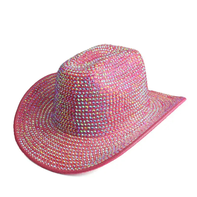 Adorned in Shine Rhinestone Fedora - Hot Pink - Hat