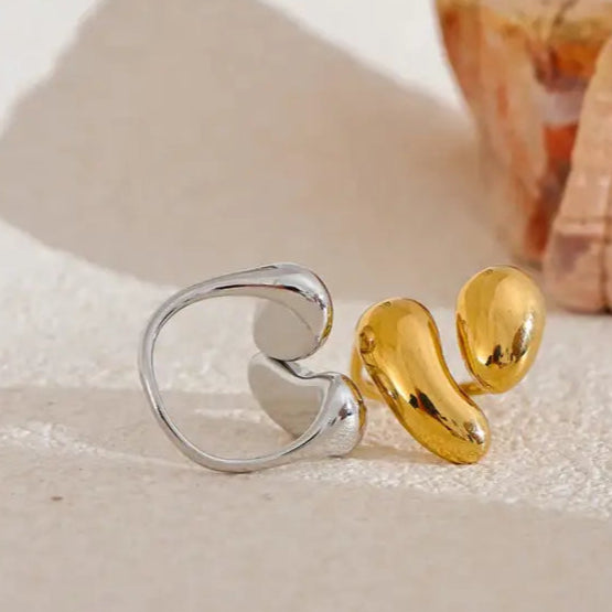 Yhpup Fashion 2024 Stainless Steel Metal Casting Minimalist Ring Water Resistant Stylish Chic Finger Jewelry Bijoux