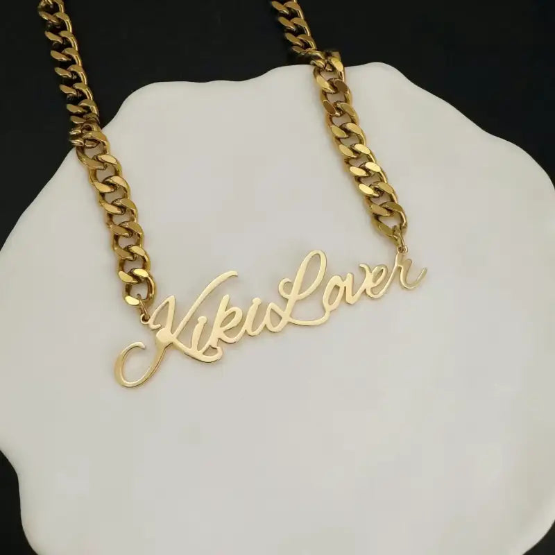 Bold Name Cuban Chain Necklace - Jewelry