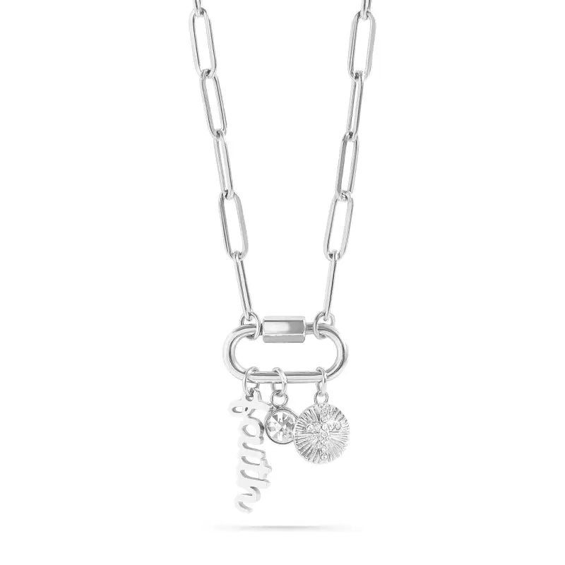 Carabiner Faith Charm Paperclip Necklace - Stainless Steel - Jewelry