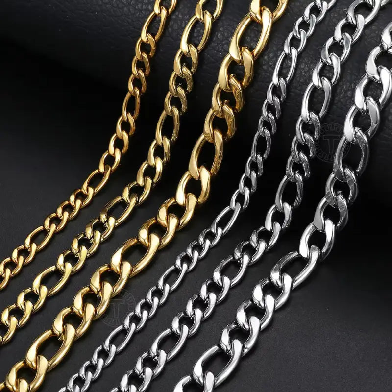 Davieslee5/7/9mm Necklace for Men Women Gold Color Stainless Steel Figaro Link Chain Choker Male Accessories Wholese