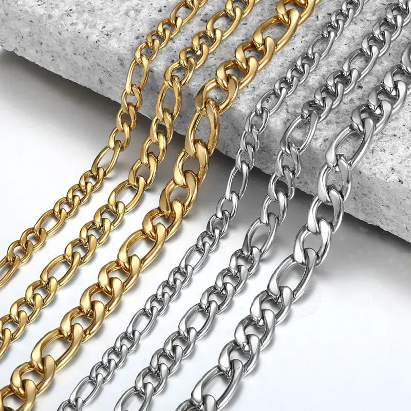 Classic Figaro Stainless Steel Chain Necklace 9mm - Jewelry