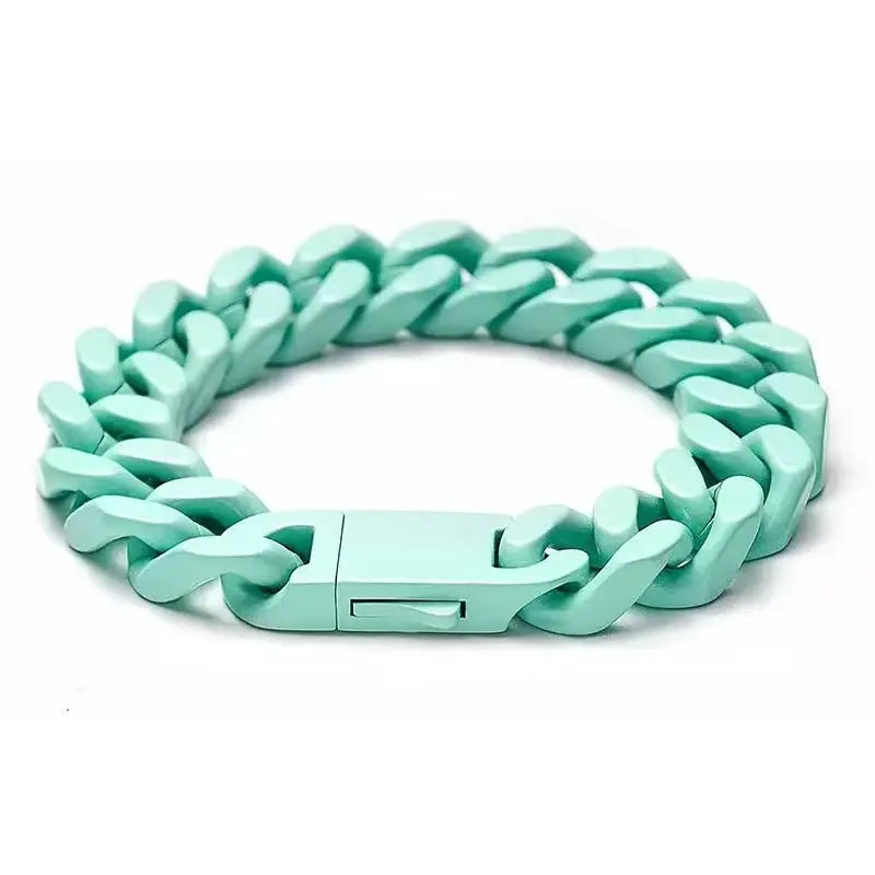 Color Stainless Steel Miami Cuban Hip Hop Men’s Bracelet Ins Style Titanium Couple Bangle Jewelry Wholesale - 7.3