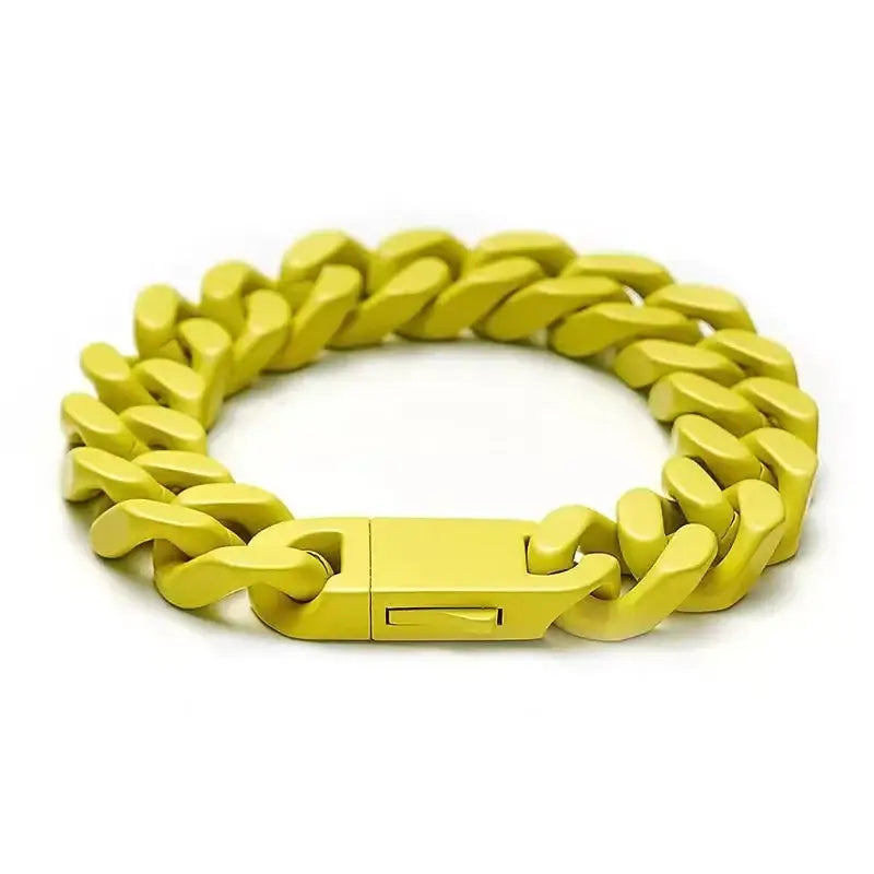 Color Stainless Steel Miami Cuban Hip Hop Men’s Bracelet Ins Style Titanium Couple Bangle Jewelry Wholesale - 8.3inches