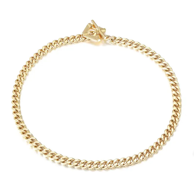 Curb Chain Toggle Necklace - 18K Gold Plated - Jewelry