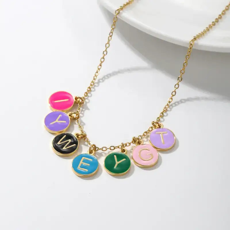 Custom Enamel Disc Name Bracelet - Gold / 6in / 1-3 Charms - Jewelry
