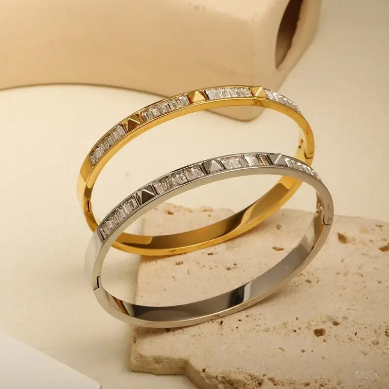 Elegant CZ Studded Bangle Bracelet