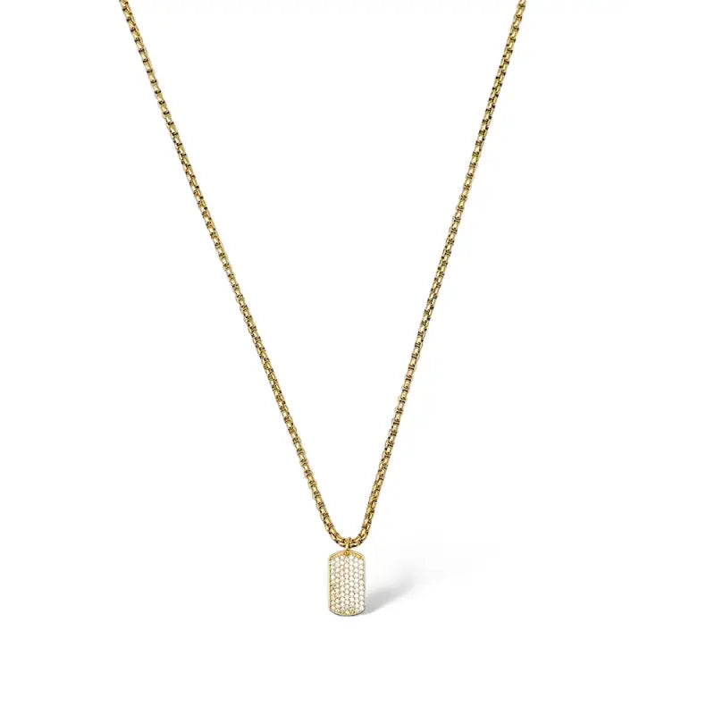Tag Pendant Box Chain Necklace - Gold - Jewelry