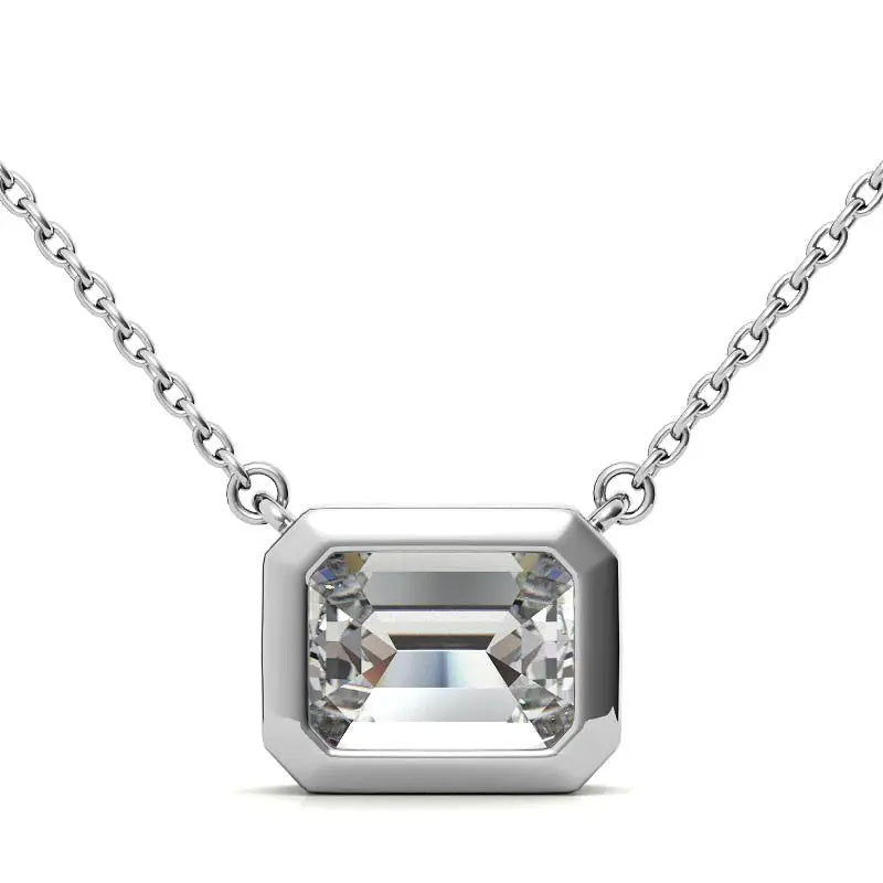 Emerald Brilliance Pendant Necklace - 18K White Gold Plated / 10ct - 10x14mm