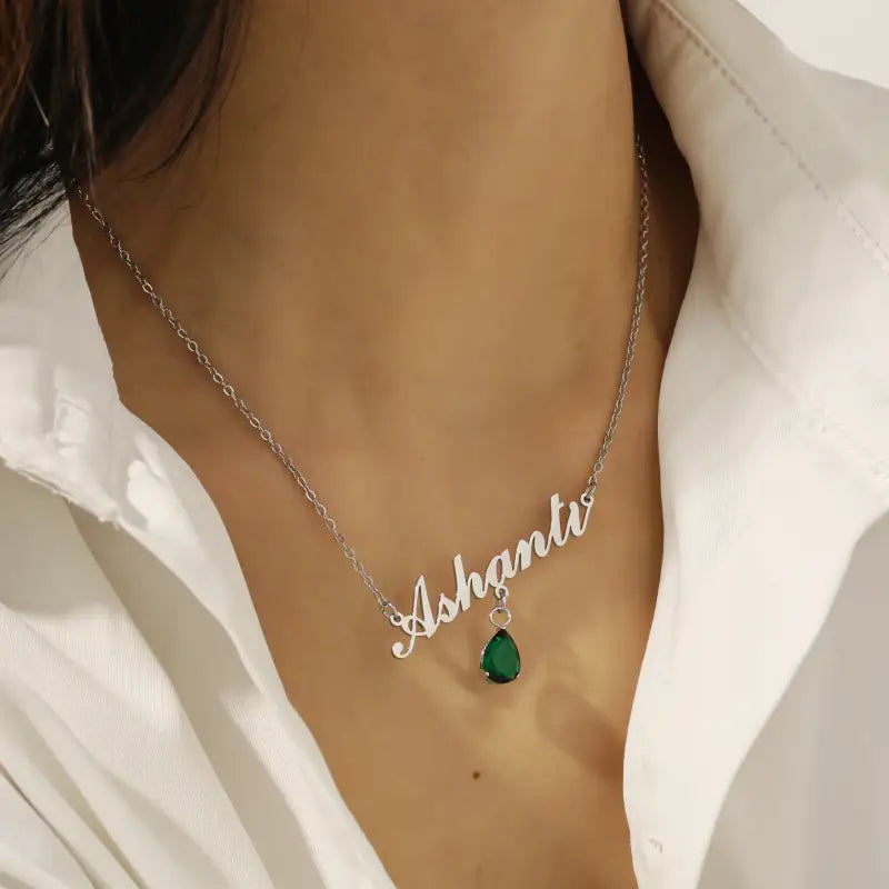 MYDIY Handmade Birthstone Name Necklace Customized Drop Luxury Crystal Pendant Personalization Her Gift