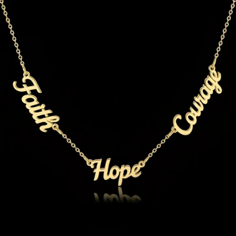 Faith • Hope • Courage Necklace - Gold / 14in - Jewelry