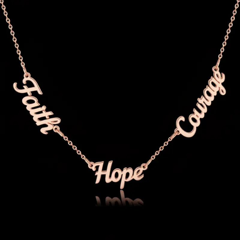 Faith • Hope • Courage Necklace - Rose Gold / 14in - Jewelry