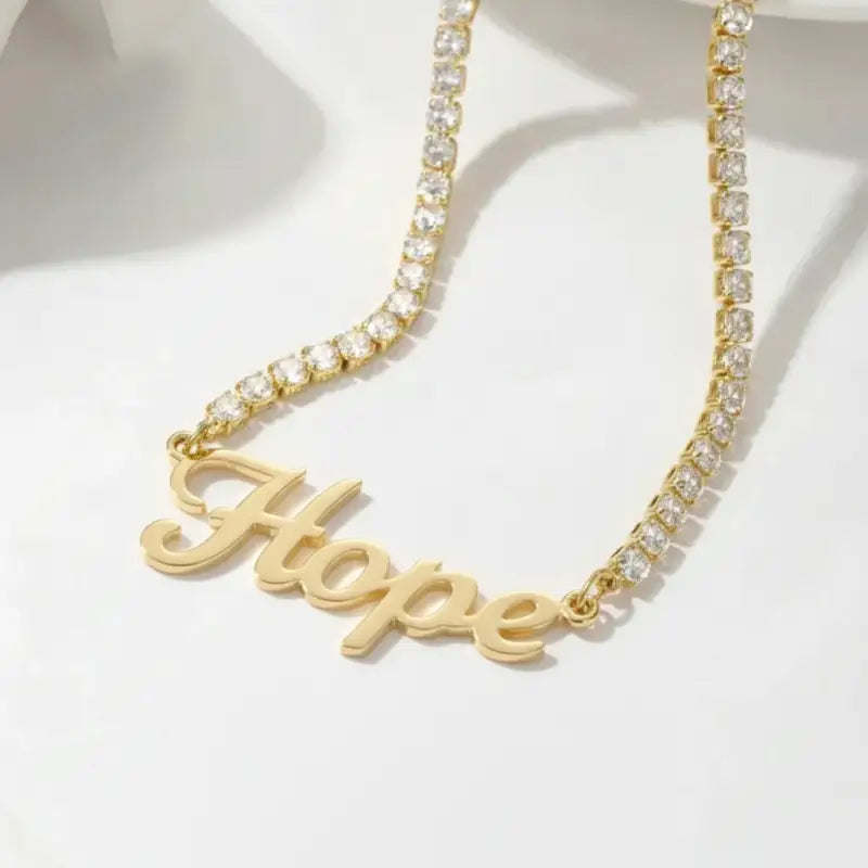Faith. Hope. Love. Custom Tennis Necklace - 18k Gold Plating / 16in - Jewelry