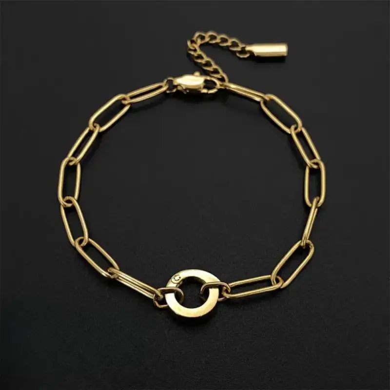 Haven Links Paperclip Bracelet Circle Gold Jewelry