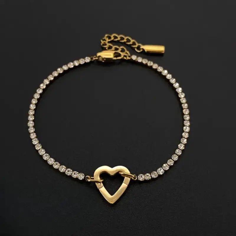 Haven Links Tennis Bracelet Heart Gold Jewelry