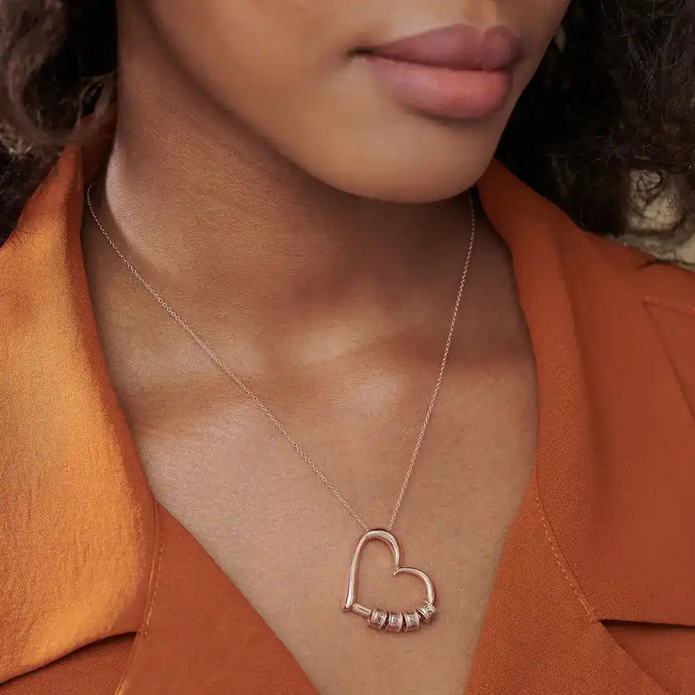 Heart-shaped pendant necklace on a delicate chain.