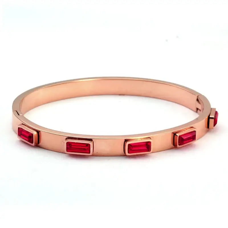 Luxury Stainless Steel Cubic Zirconia Charm Bracelets Bangle for Women Girl Crystal Cuff Wristband Female Green Crystal