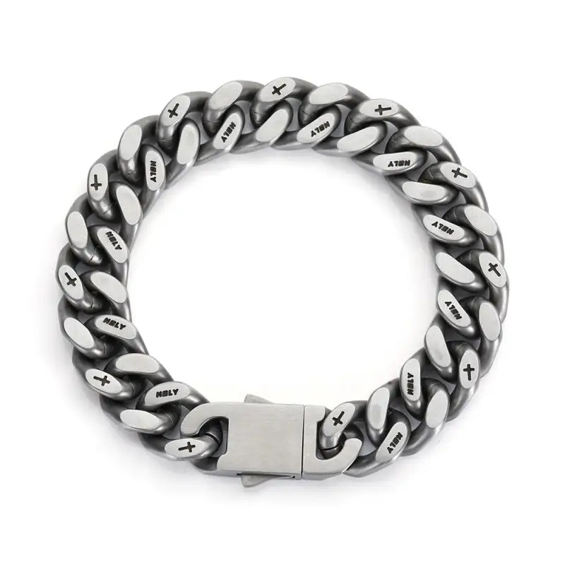 2022 Tide Wear Stainless Steel Hip Hop Necklace Men’s Versatile Rap Fashion Titanium Cuban Chain Bracelet Set