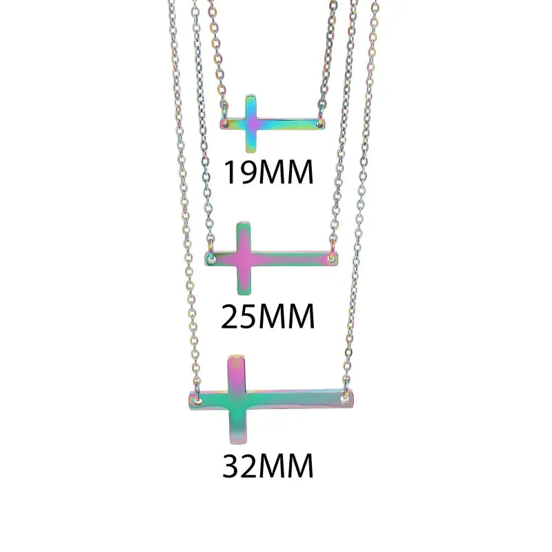 Horizontal Blank Cross Necklace - Jewelry