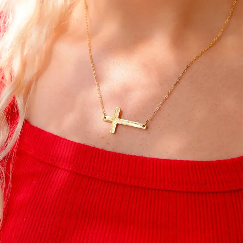 Horizontal Blank Cross Necklace - Jewelry