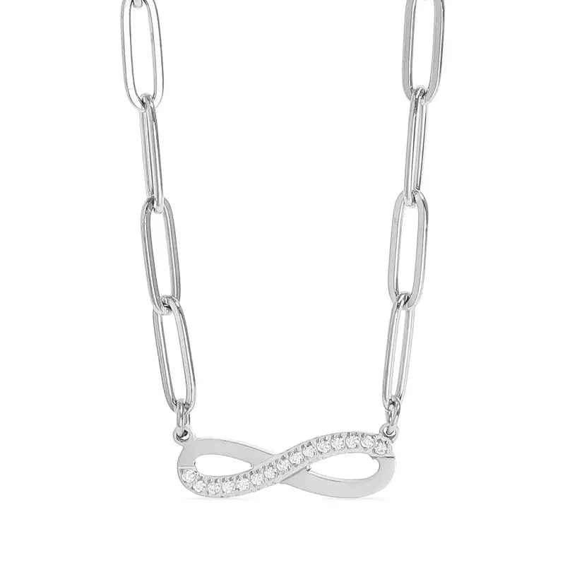 Stone ’Infinity’ Paperclip Chain Necklace - Stainless Steel - Jewelry