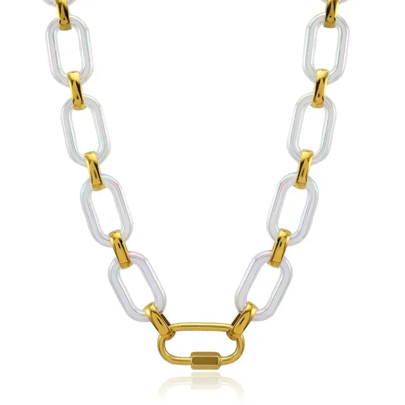 Iridescent White and Gold Chain Bracelet - Jewelry