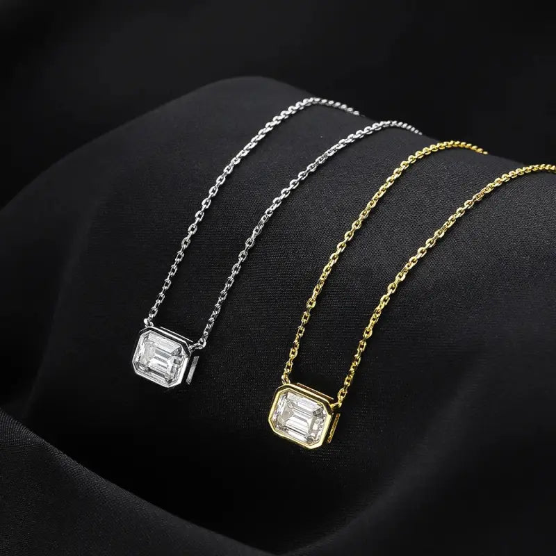 KNOBSPIN 10ct Emerald Cut Moissanite Pendant Lab Diamonds with GRA Certificates s925 Sterling Silver Wedding Necklaces