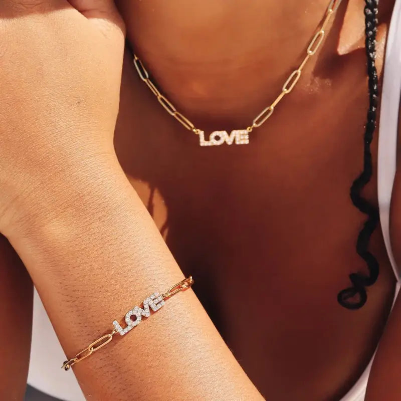 ’Love’ Paperclip Chain Bracelet - Jewelry