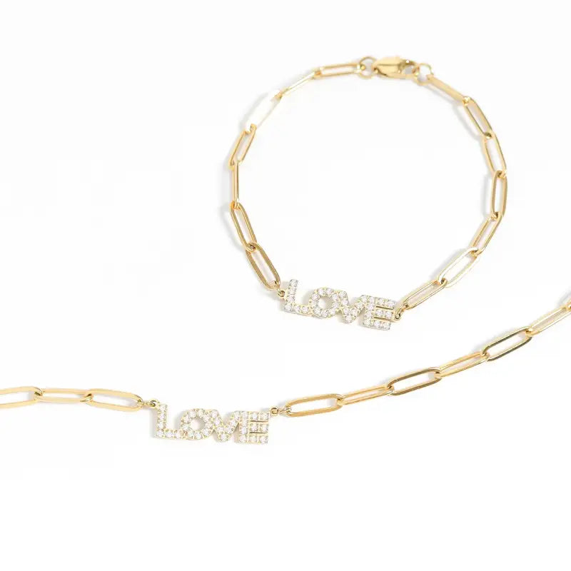 ’Love’ Paperclip Chain Bracelet - Jewelry