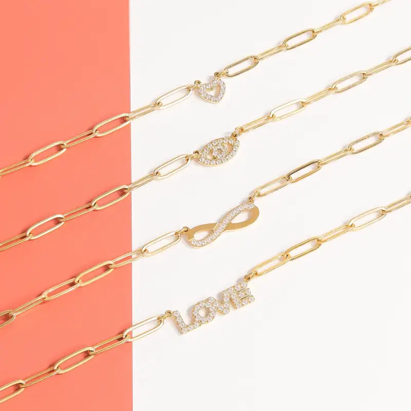 ’Love’ Paperclip Chain Bracelet - Jewelry
