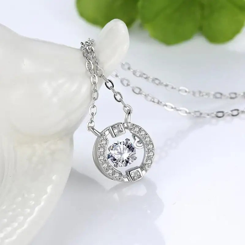 Pendant Chain-Link Moissanite Necklace - Silver - Jewelry
