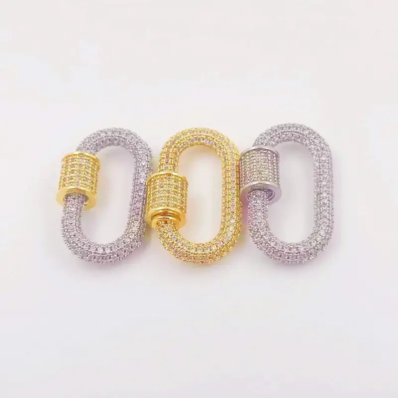 Luxury Carabiner Clasp Charms Jewelry Accessories Brass Pave Zircon Climbing Button Pendant Necklace Bracelet Connector