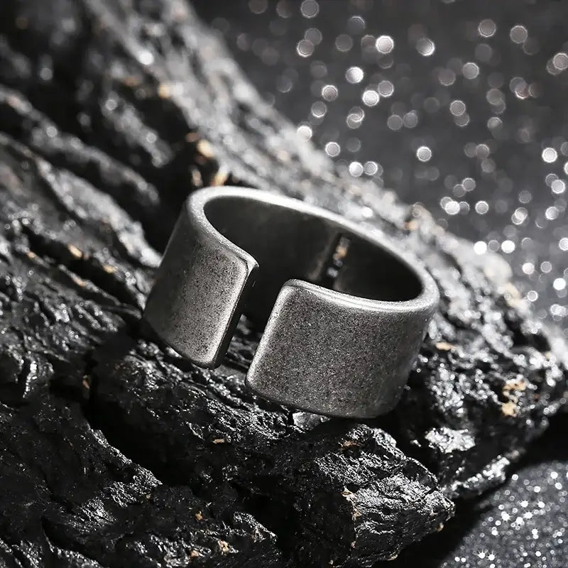 Matte Stainless Steel Cross Cut-Out Ring