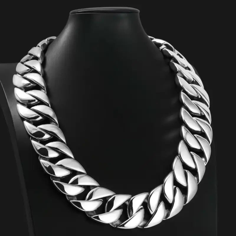 Mega Luxe Cuban Chain Link Necklace Silver 31mm - Jewelry