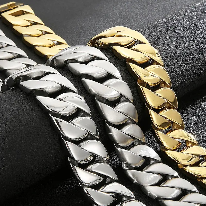 Kalen 20mm/31mm Punk Men’s Women’s Stainless Steel Necklace Curb Cuban Chain Choker Jewelry 40/42/72mm Length