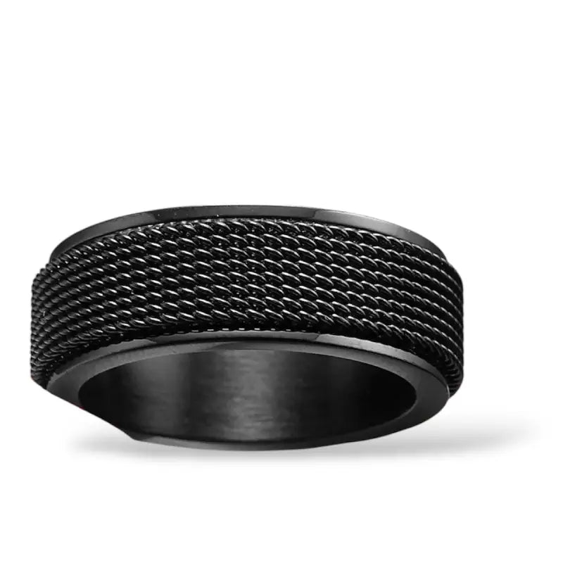 Mesh Masterpiece Stainless Steel Ring 8mm - Black / 5 - Jewelry