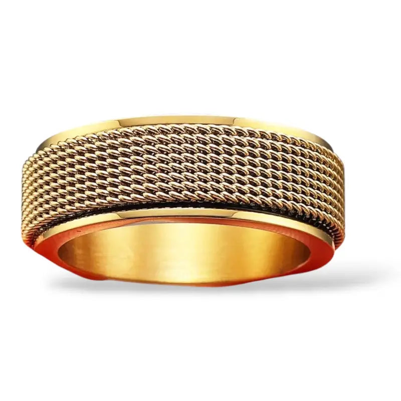 Mesh Masterpiece Stainless Steel Ring 8mm - Gold / 5 - Jewelry