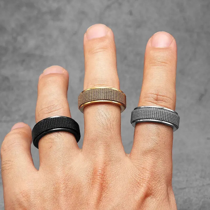 Simple Fidget Spinner Braid Men Rings Stainless Steel Punk Luxury Women Jewelry Fashion Accessories Gift Wholesale