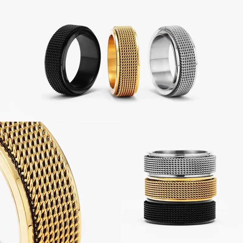 Simple Fidget Spinner Braid Men Rings Stainless Steel Punk Luxury Women Jewelry Fashion Accessories Gift Wholesale