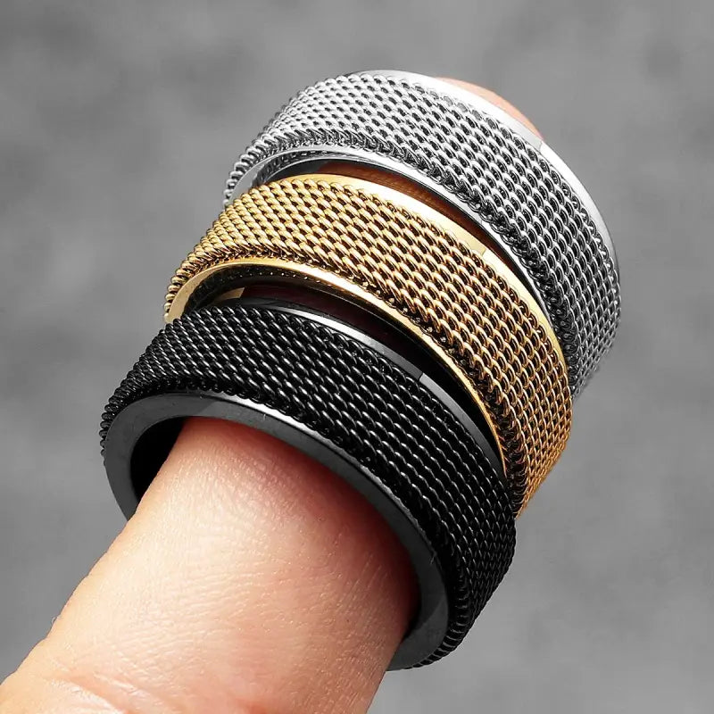 Simple Fidget Spinner Braid Men Rings Stainless Steel Punk Luxury Women Jewelry Fashion Accessories Gift Wholesale