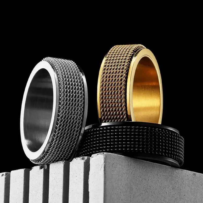 Simple Fidget Spinner Braid Men Rings Stainless Steel Punk Luxury Women Jewelry Fashion Accessories Gift Wholesale