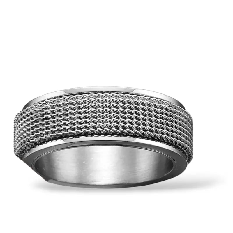 Mesh Masterpiece Stainless Steel Ring 8mm - Silver / 5 - Jewelry