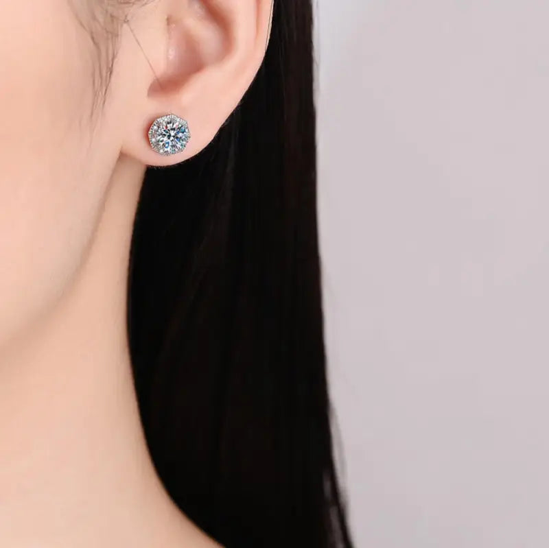 Miriam Moissanite Stud Earrings - Silver - Jewelry