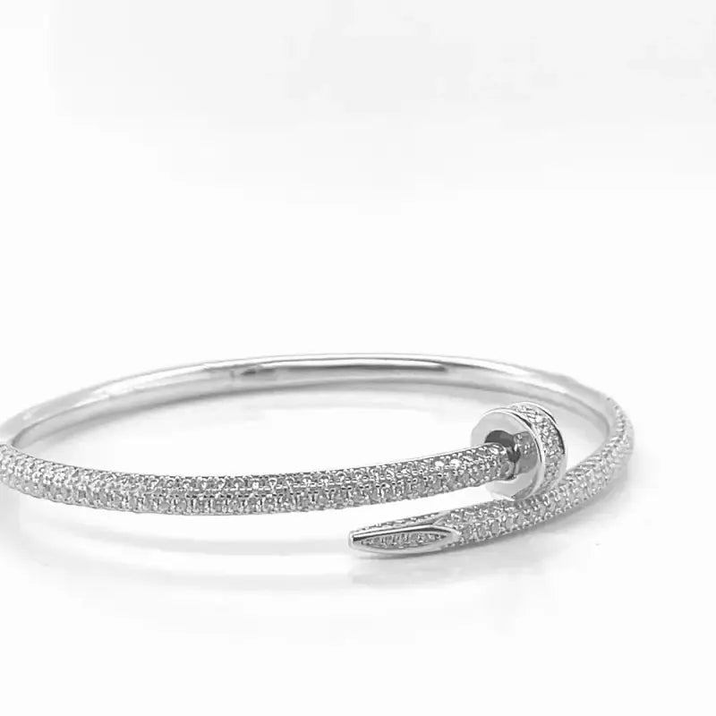 Modern Grace Moissanite Nail Bangle - Stainless Steel - Jewelry