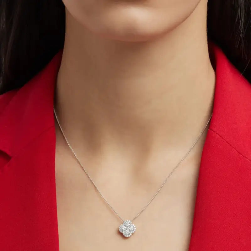Moissanite Clover Pendant Necklace Jewelry