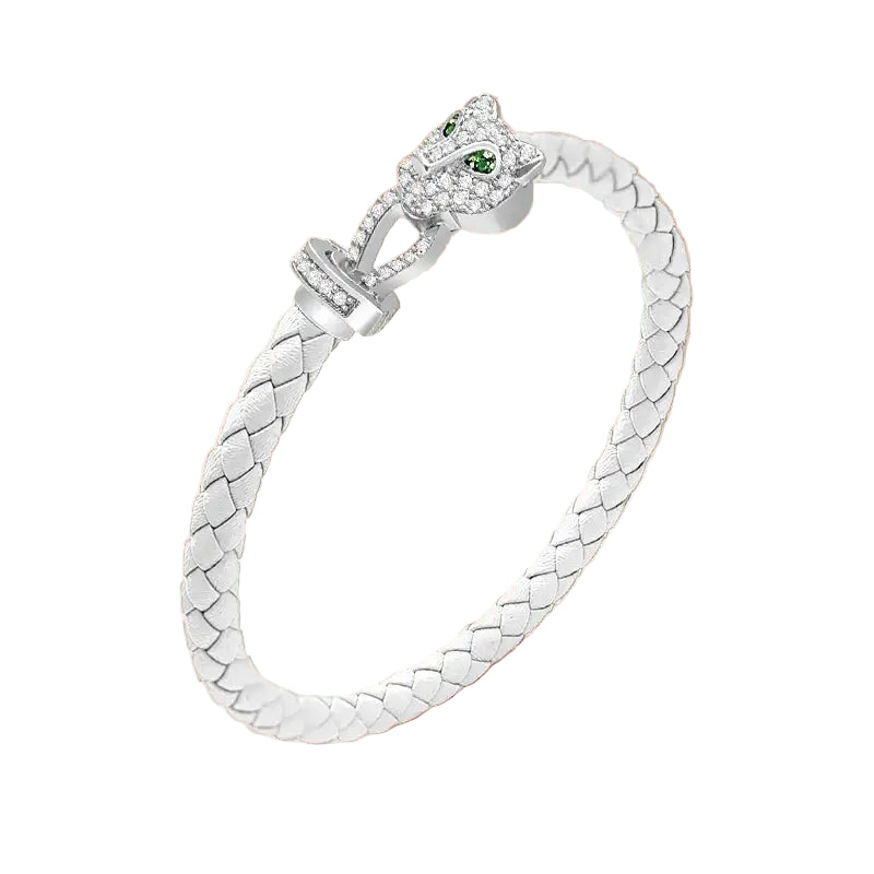 Untamed Cheetah Bracelet - Silver - White / 8.7in
