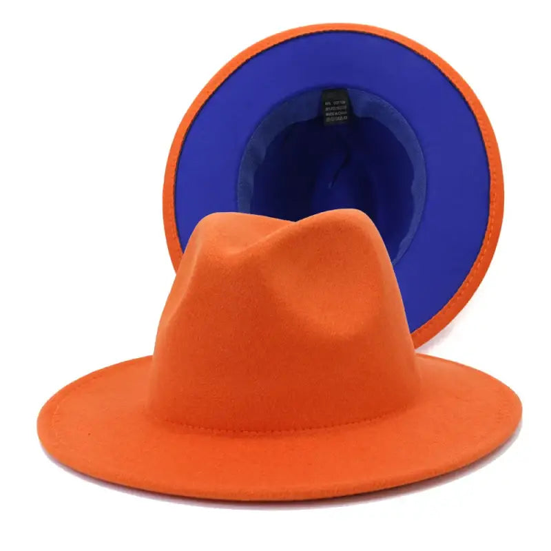 QBHAT Two-color Fedora Hat Women Men Wide Brim Felt Jazz Ladies Party Top Cap Patchwork Chapeau Sombreros De Mujer 50