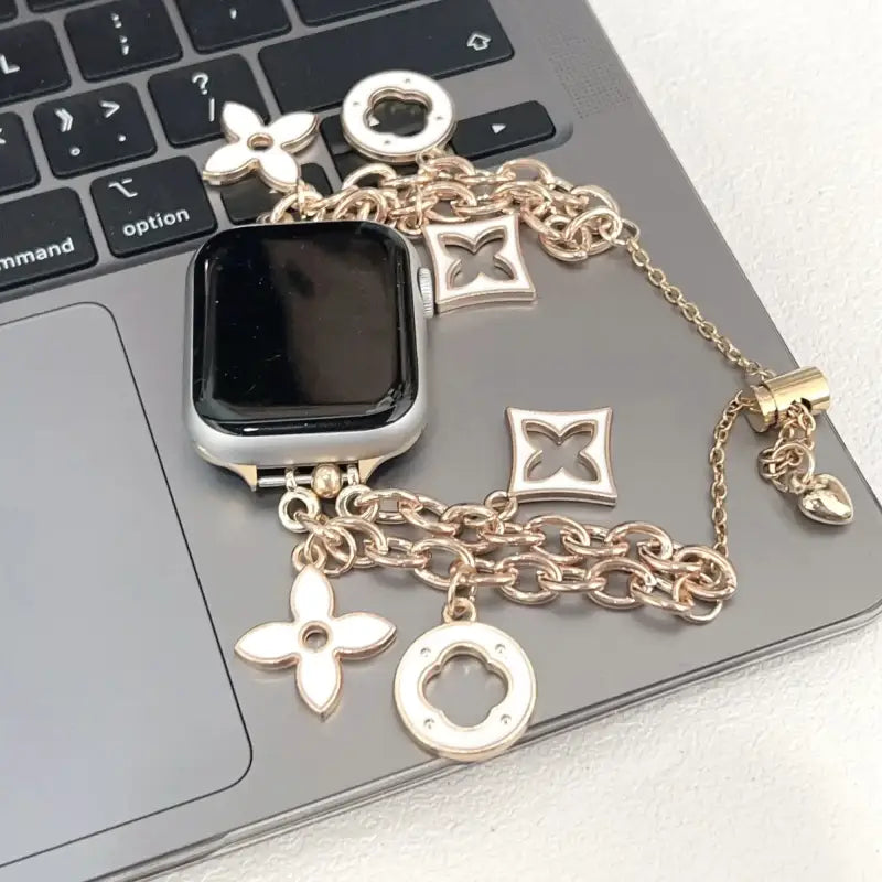 Nice Bracelet Link Strap For Apple Watch Band Women 38mm 40mm 41mm 42mm 44mm 45mm 46mm 49mm Golden White