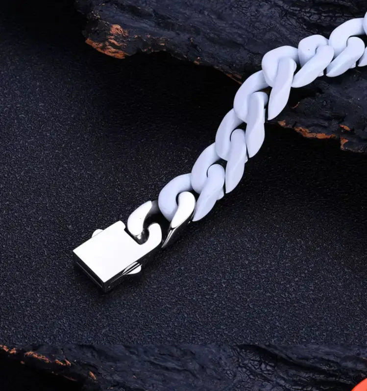 Paint Splatter Cuban Chain with Double Hook Clasp - Jewelry